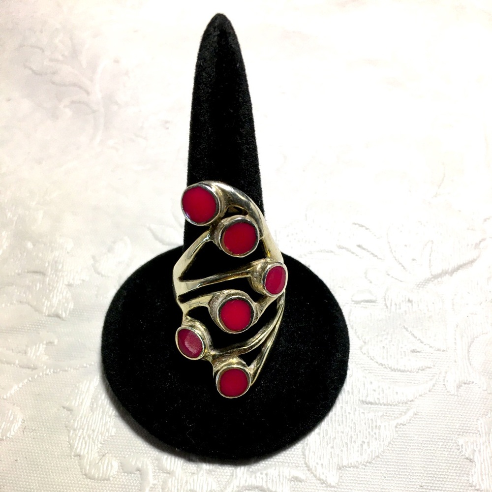 Elongated Sterling 925 with inlaid semi-precious stones